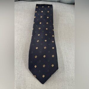 Christian Dior Cravetes Navy and Tan Patterned Tie